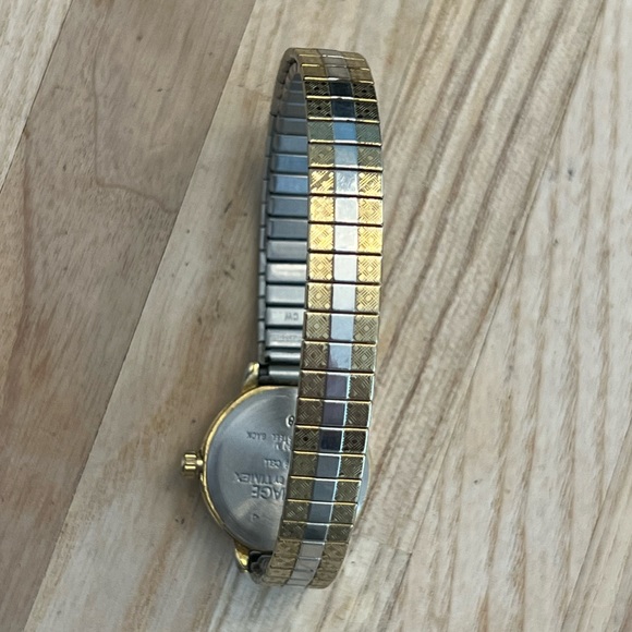 Carriage Ladies Watch Indiglo White Dial Two Tone Stretch Stainless Bracelet - Picture 6 of 8